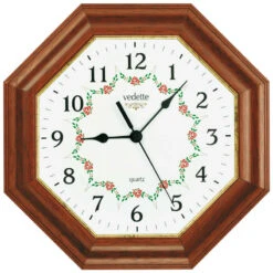 Pendule Murale En Bois Massif Cadran Fleuri