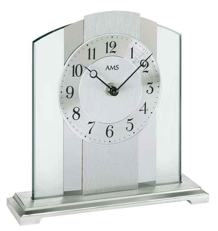 AMS Pendule à Poser Moderne En Verre Et Aluminium 1 AMS Pendule à Poser Moderne En Verre Et Aluminium