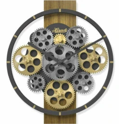 Horloge Murale Animée Grise Et Dorée En Métal Découpé Ø 30 Cm