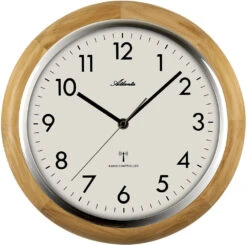 ATLANTA Horloge Murale Radio-pilotée Entourage Bois De Hêtre