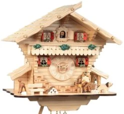 Coucou Mécanique Chalet 8 Jours Bûcheron En Bois Naturel 30 Cm
