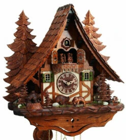 Coucou Chalet Mécanique Musical 8 Jours Famille Ours 45 Cm