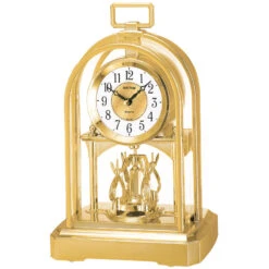 Rhythm Pendule à Poser De Style 400 Jours En Plastique Doré Avec Bélière
