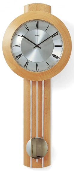 AMS Pendule Murale à Balancier En Hêtre Radio Pilotée