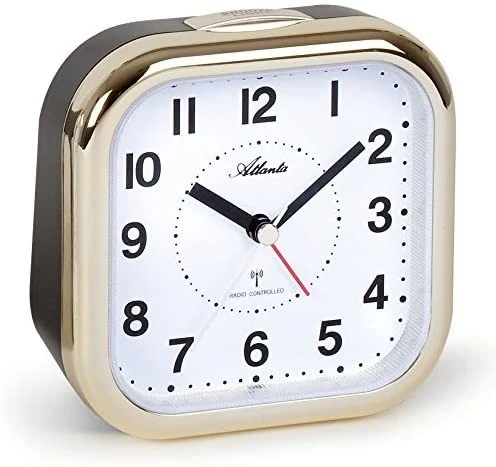 ATLANTA Réveil à Quartz Radio-piloté Carré Doré 1 ATLANTA Réveil à Quartz Radio-piloté Carré Doré