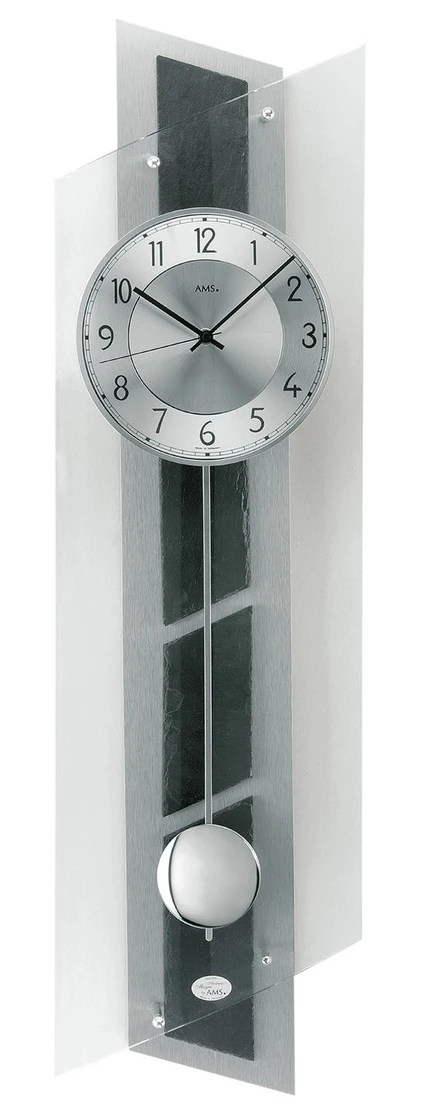AMS Pendule Murale Radio-pilotée à Balancier En Ardoise 1 AMS Pendule Murale Radio-pilotée à Balancier En Ardoise