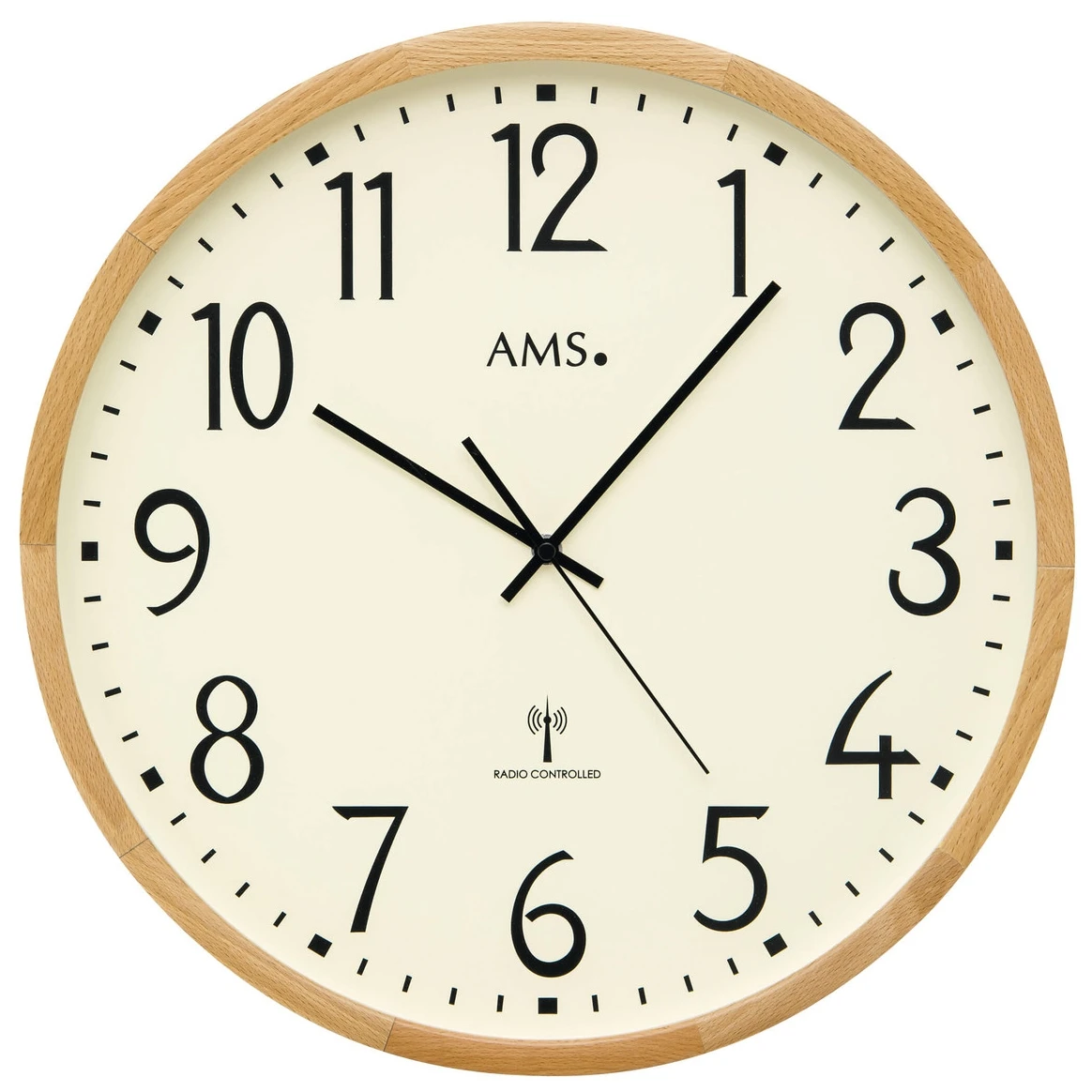 AMS Pendule Murale Radio-pilotée Entourage Bois 1 AMS Pendule Murale Radio-pilotée Entourage Bois