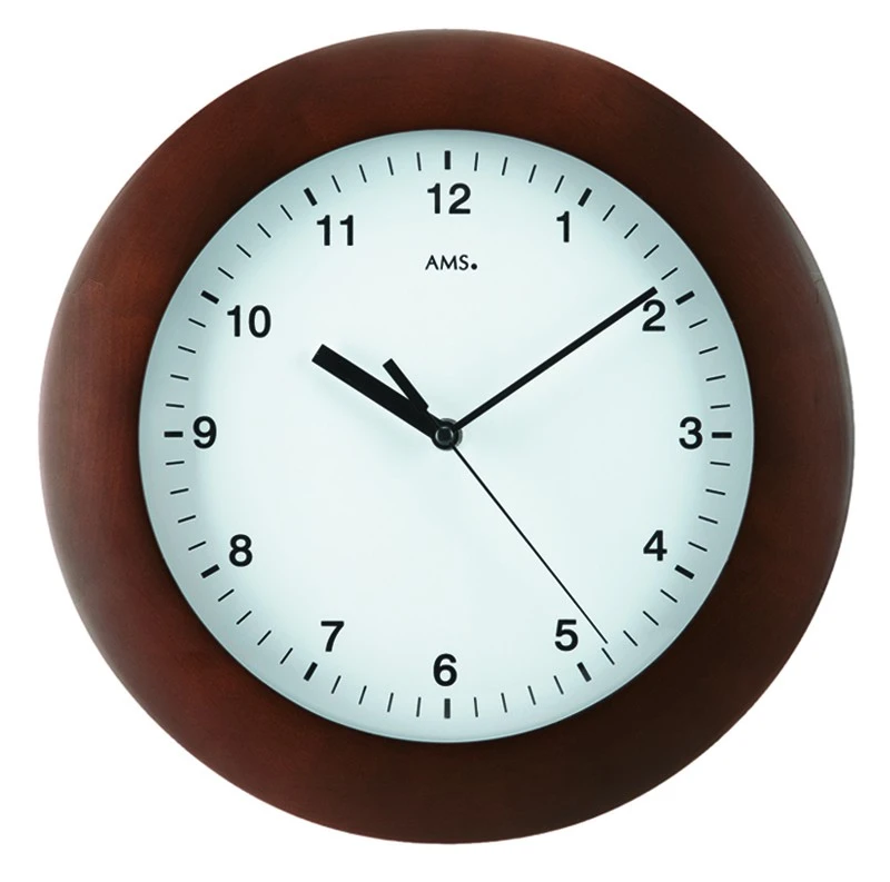 AMS Horloge Murale Radio-pilotée Ronde Entourage Bois Hêtre 2 AMS Horloge Murale Radio-pilotée Ronde Entourage Bois Hêtre – Image 2