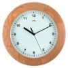 AMS Horloge Murale Radio-pilotée Ronde Entourage Bois Hêtre