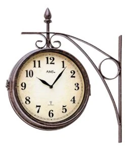 AMS Pendule Murale D'extérieur Radio-pilotée Double Face