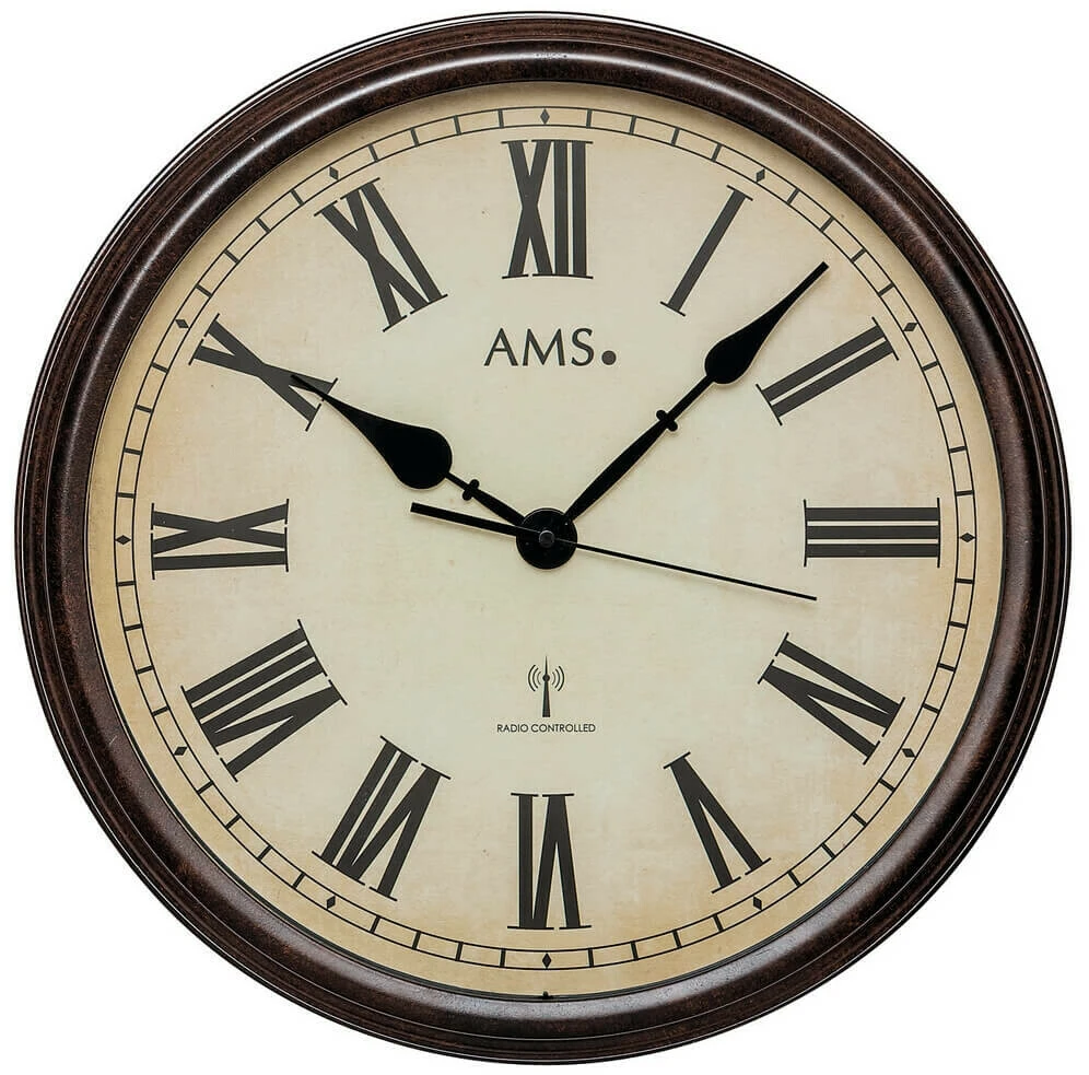 AMS Horloge Murale Radio-pilotée Style Bois Vintage 1 AMS Horloge Murale Radio-pilotée Style Bois Vintage