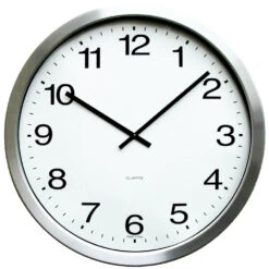 Horloge Murale Extérieure Argentée Grand Diamètre Ø 55 Cm