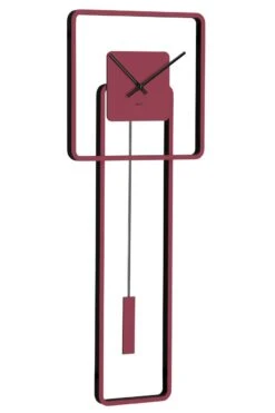 Pendule Murale En Bois Effet Métal Lie De Vin "Graphic"