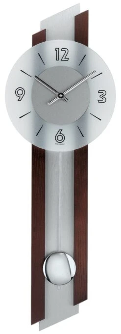 AMS Horloge Murale à Balancier à Quartz En Bois Et Verre