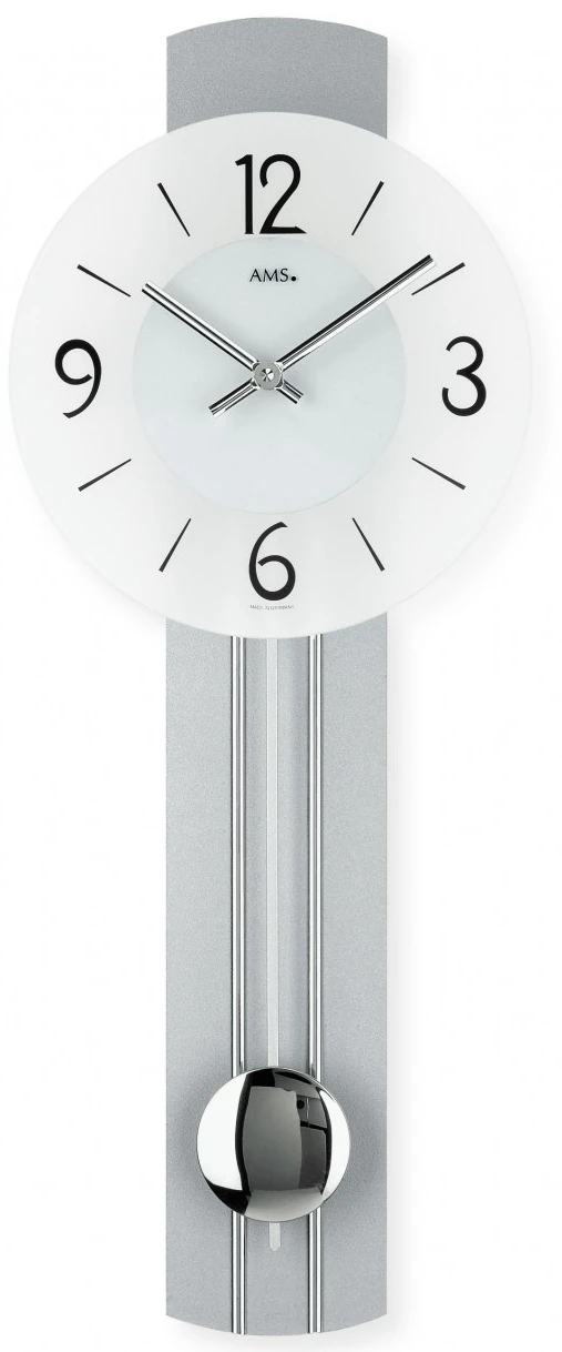 AMS Pendule Murale à Balancier Coloris Argent 2 AMS Pendule Murale à Balancier Coloris Argent – Image 2