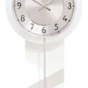 AMS Horloge Murale à Balancier Moderne En Bois Blanc Brillant