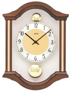 AMS Pendule Murale à Balancier En Bois De Chêne, Laiton Et Verre 5 AMS Pendule Murale à Balancier En Bois De Chêne, Laiton Et Verre -1001 Pendules Boutique 7447 1