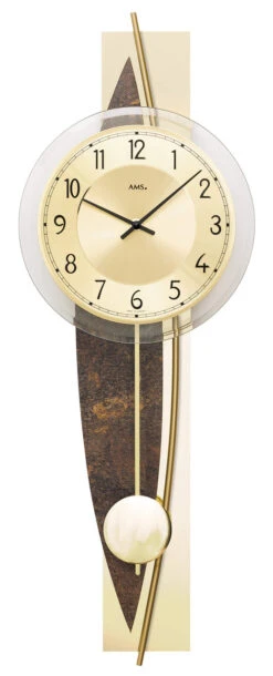 AMS Pendule Murale En Métal Argenté, Bois De Sonoma Et Verre -1001 Pendules Boutique 7453