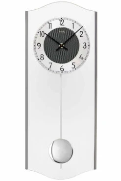 AMS Horloge Murale à Balancier Argentée En Verre 5 AMS Horloge Murale à Balancier Argentée En Verre -1001 Pendules Boutique 7480