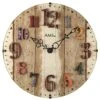 AMS Horloge Industrielle Style Vintage Planche De Bois
