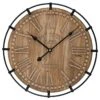 AMS Horloge Murale En Bois Chiffres Sculptés
