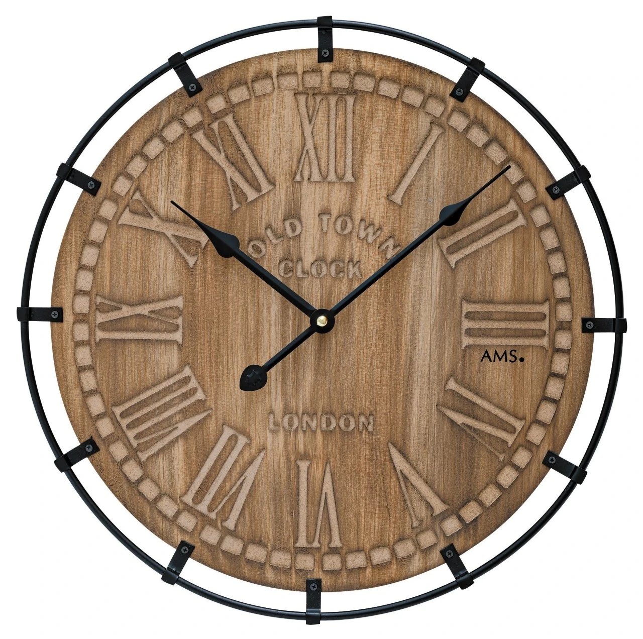 AMS Horloge Murale En Bois Chiffres Sculptés 1 AMS Horloge Murale En Bois Chiffres Sculptés