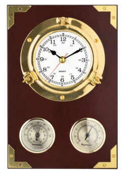 Pendule Murale En Bois Et Laiton Hygrométrie Et Température