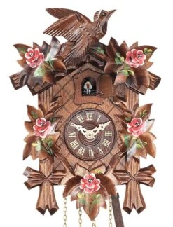 Coucou Mécanique Traditionnel Fleurs Roses 22 Cm