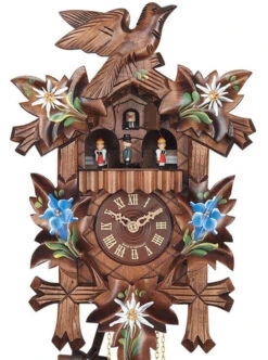 Coucou à Quartz à Mélodie 35 Cm Fleurs Bleues Avec Danseurs