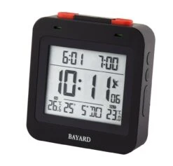 Réveil Radio-piloté Noir Bayard Affichage De La Température Double Alarme