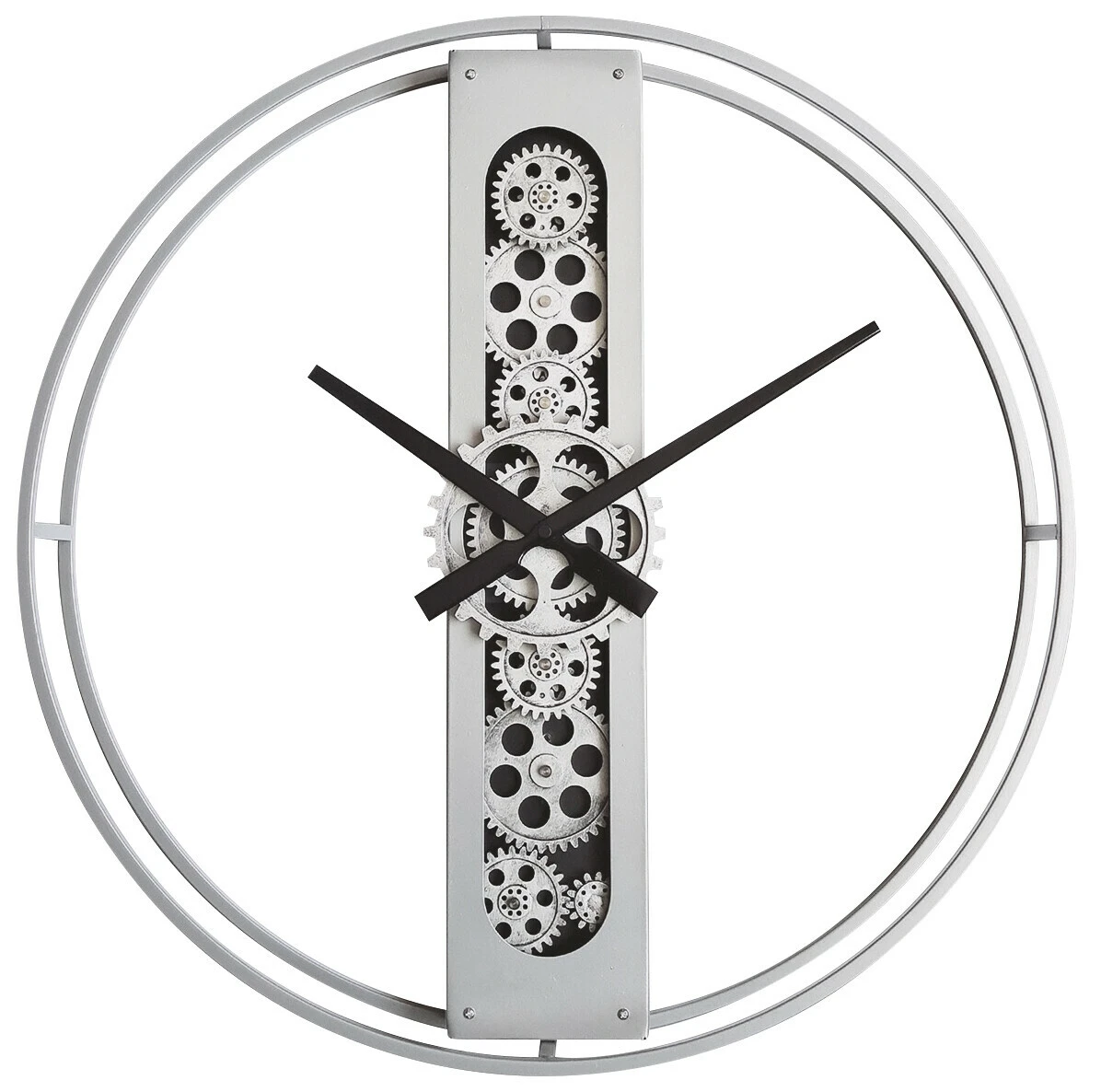 Grande Horloge Murale Rouage Animée Grise 1 Grande Horloge Murale Rouage Animée Grise