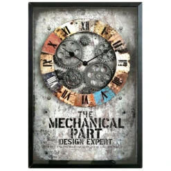 Pendule Murale Animée Grise Cadre