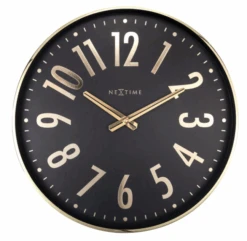 NeXtime Pendule Murale Silencieuse Noire Et Dorée