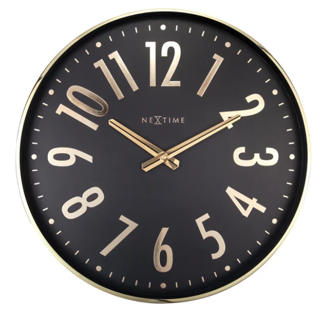 NeXtime Pendule Murale Silencieuse Noire Et Dorée 1 NeXtime Pendule Murale Silencieuse Noire Et Dorée