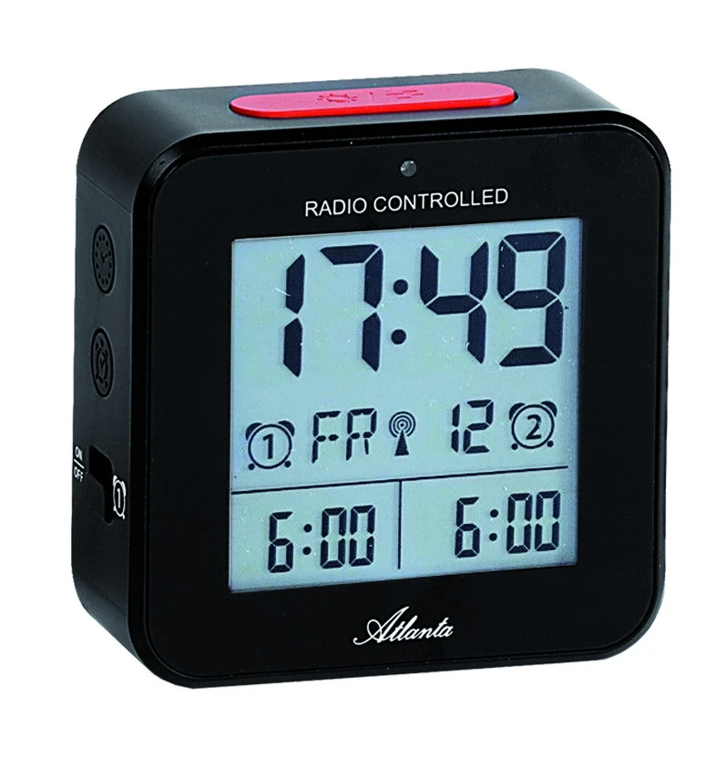 ATLANTA Réveil Digital Radio-piloté Noir Carré 2 ATLANTA Réveil Digital Radio-piloté Noir Carré – Image 2