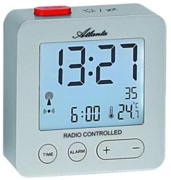 ATLANTA Réveil Digital Radio Piloté Gris éclairage White Light