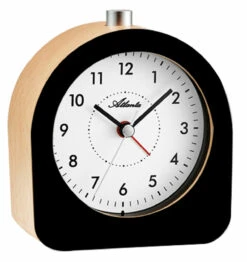 ATLANTA Réveil Matin Noir Et Bois à Sonnerie Progressive
