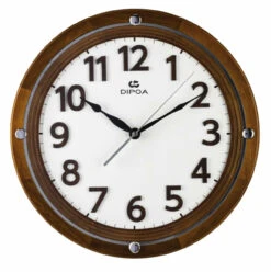 Horloge Murale Ronde Silencieuse En Bois Couleur Chêne