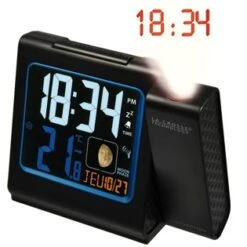 Réveil Radio-piloté Noir à Affichage Digital Avec Projection De L'heure