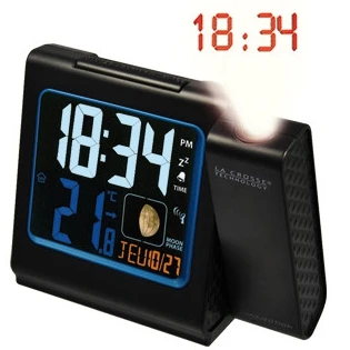 Réveil Radio-piloté Noir à Affichage Digital Avec Projection De L'heure 1 Réveil Radio-piloté Noir à Affichage Digital Avec Projection De L'heure