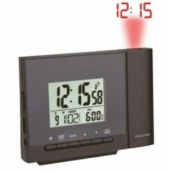 Réveil Radio-piloté Gris Avec Projection De L'heure