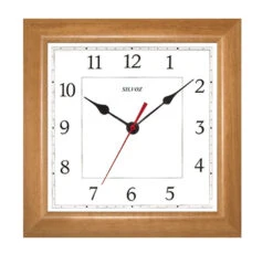 Horloge Murale Carrée Entourage Bois Teinté Miel