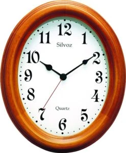 Horloge Murale Ovale Entourage Bois Teinté Merisier