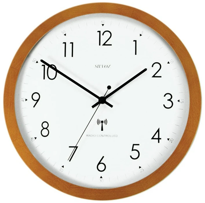 Horloge Murale Radio-pilotée Ronde En Bois 1 Horloge Murale Radio-pilotée Ronde En Bois