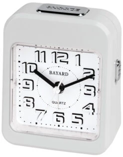 Réveil Silencieux Retro Blanc Sonnerie Crescendo Chiffres Luminescents Bayard