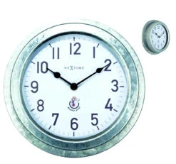 NeXtime Pendule Murale D'extérieur Grise En Galva