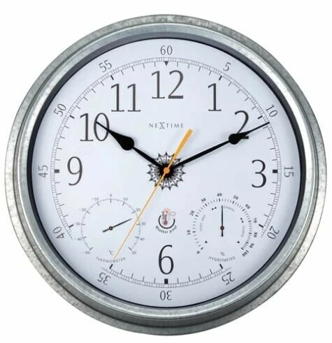 NeXtime Pendule étanche Ronde En Galva 1 NeXtime Pendule étanche Ronde En Galva